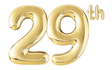 29th Year Anniversary Gold Number 3D