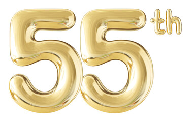 55th Year Anniversary Gold Number 3D