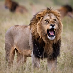 lion in the grass,generative ai