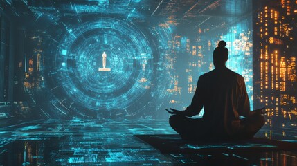 A digital interface where religious teachings are shared and practiced through technology,