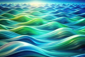 Fototapeta premium Soothing blue and green waves and curves pattern