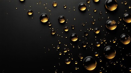 Golden Water Droplets on a Black Surface