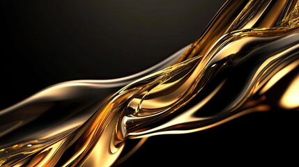 Obraz premium Abstract Liquid Gold Swirls on Black Background