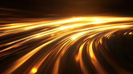 Abstract Golden Light Streaks on a Dark Background