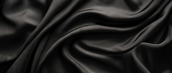Obraz premium Elegant black luxury fabric background with ample copy space for sophisticated design projects