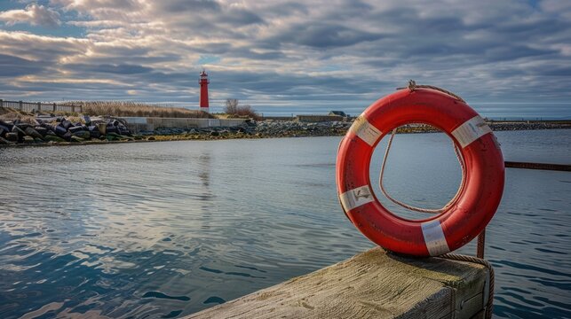 Red Lifebuoy on a Dock