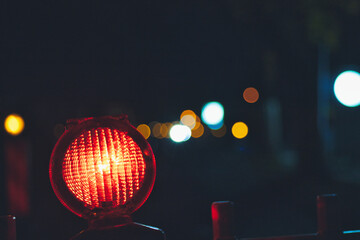 Construction site warning lamp - Warnleuchte Dunkelheit Sicherheit Gefahr HIndernis Verkehr...