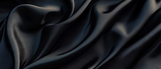 Obraz premium Elegant black luxury fabric background with ample copy space for sophisticated design projects