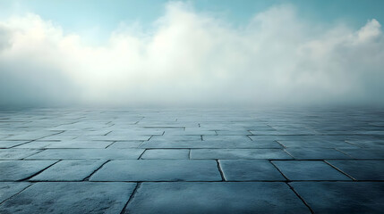 Stone Tile Floor with Blue Sky Background Illustration