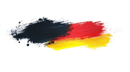 Obraz premium Colorful brush strokes representing the German flag with black, red, and yellow paint on canvas