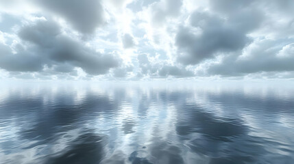Calm Sea Surface with Cloudy Sky Reflection Background