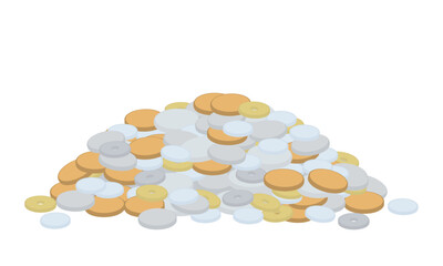 大量の小銭のイラスト