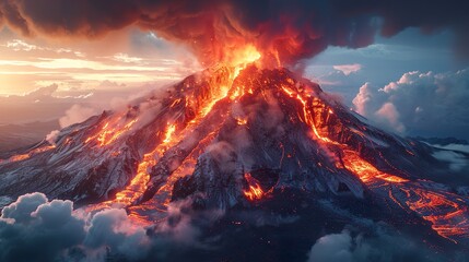 Fototapeta premium Volcanic Eruption: A Breathtaking Display of Nature's Power