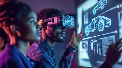 Multicultural engineers from Qatar, Palau, and Angola designing future transportation solutions that integrate clean energy and AI