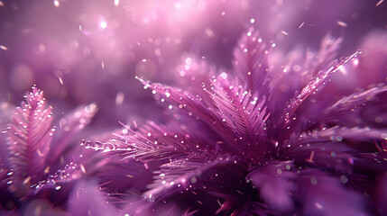 Purple Plant with Dew Drops Abstract Background