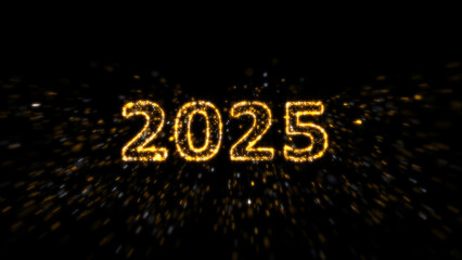 2025 new year background on dark. 3d rendering