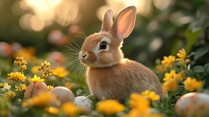 Fototapeta premium A magical awakening concept featuring a rabbit in a dramatic Easter setting.