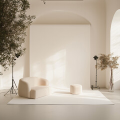 Pure Simplicity: Matte White Backdrop with Softly Diffused Lighting