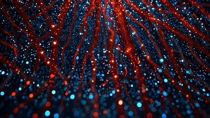 sparkling glitter blue red and white confetti stars lit festive and patriotic background for  ,wallpaper, banner, posters, ad with copy space