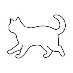 Running cat line vector icon