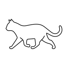 Running cat line vector icon