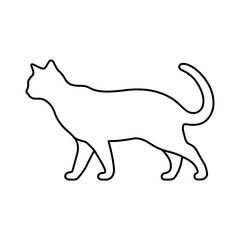Walking cat line vector icon