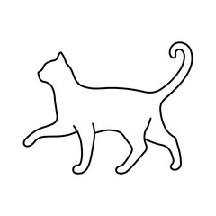 Walking cat line vector icon