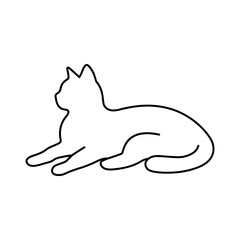 Lying cat line vector icon