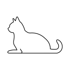 Lying cat line vector icon