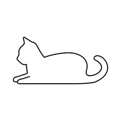 Lying cat line vector icon