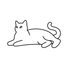 Lying cat line vector icon