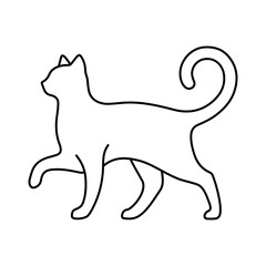 Walking cat line vector icon