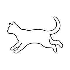 Running cat line vector icon