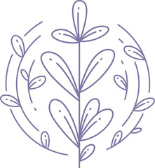 Decorative Flowers and Leaves Line Art