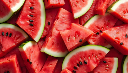 Sliced ripe watermelon for juicy fruit and healthy snack imagery