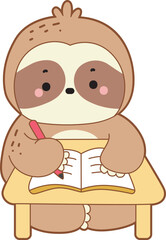 Cute sloth vector icon. Funny baby sloth animal series stock illustration. Slow life of fluffy sloth designs.