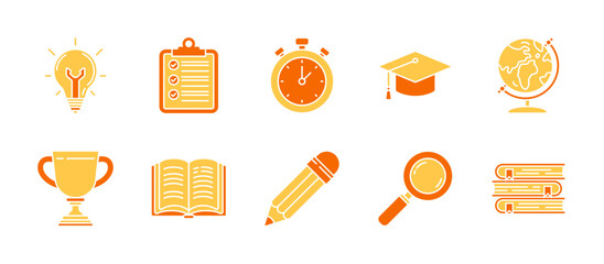 Collection set of education vector icons with flat styles for web and mobile apps.