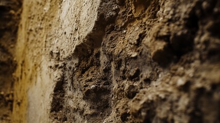 2410_070.intimate portrayal of excavation process, intricately textured soil walls, selective focus technique, muted earth colors, construction site authenticity, subterranean exploration imagery