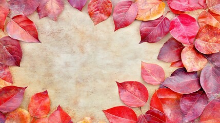 Fototapeta premium Autumn leaves frame background for design and creativity Abstract Gradient Background with Copy Space