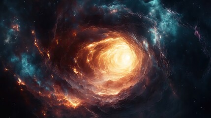 Fototapeta premium A multicolored vortex of cosmic energy and swirling waves, creating a dimensional portal in a futuristic digital landscape.