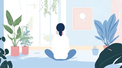Obraz premium Therapy session flat design with a focus on emotional well-being, utilizing a complementary color scheme for a balanced and serene visual effect