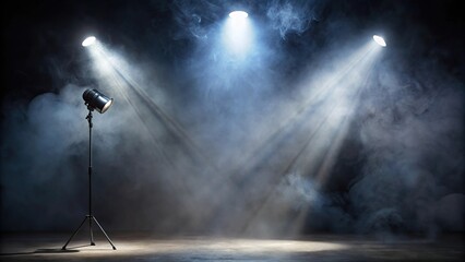 stage spotlight with smoke on dark background