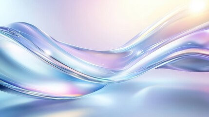 Fototapeta premium A reflective light blue holographic background showcasing gradients and depth, ideal for innovative product showcases or creative branding.
