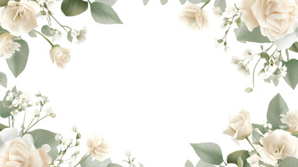 Obraz premium Ultra-Realistic Floral Frame with Dainty Blooms and Greenery for Decorative Purposes