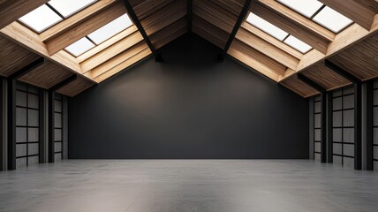 Warehouse with a sustainable design, using recycled steel beams and skylights for energy efficiency and natural light