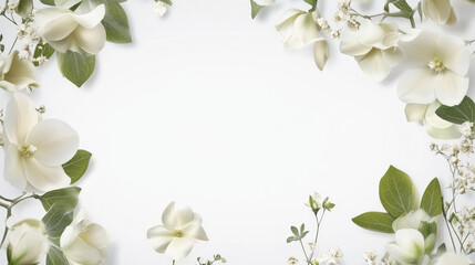 Naklejka premium Ultra-Realistic Floral Frame with Dainty Blooms and Greenery for Decorative Purposes