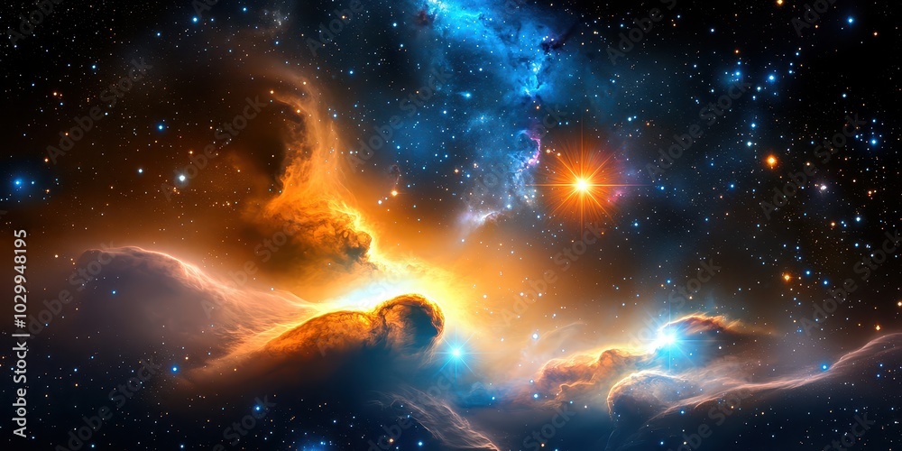 Wall mural galaxy with stars background showcasing countless stars and soft cosmic clouds in a deep space scene