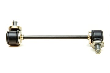 Steel front stabilizer link or sway bar for connecting wheels of vehicle isolated on white background