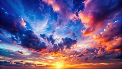 Obraz premium Sky with bright sunset casting silhouette