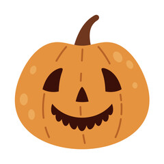 Halloween pumpkin clipart. Cute carved pumpkin, jack o lantern, fall seasonal object. Spooky season vector illustration in cartoon style